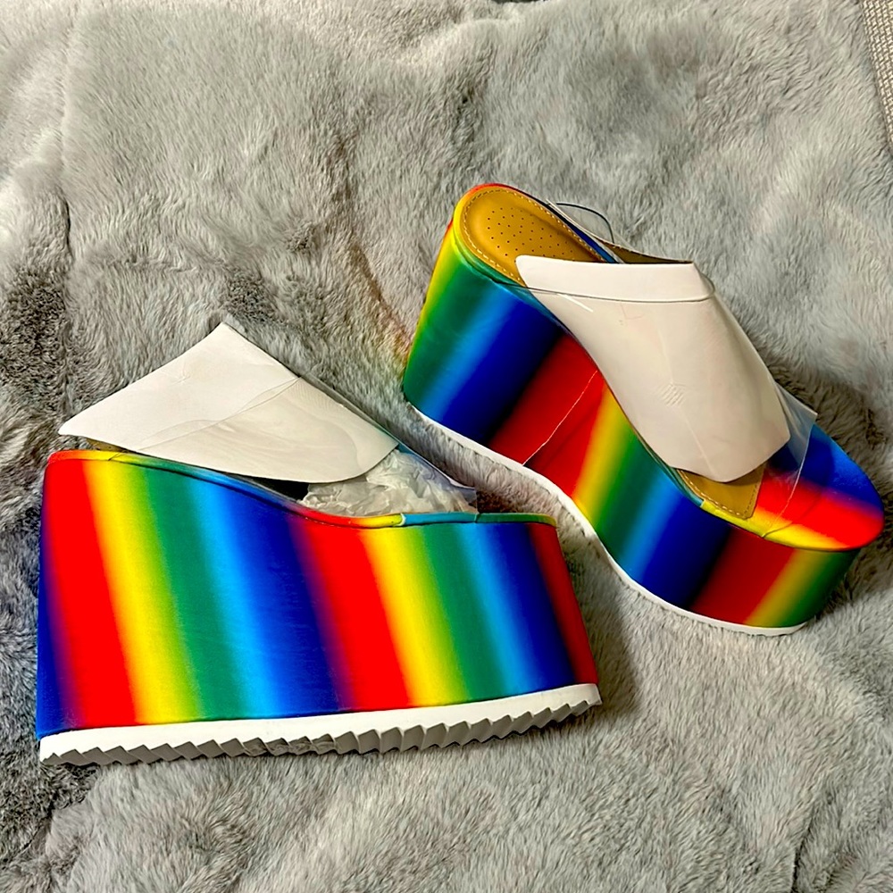 Azalea wang Brand New rainbow platform sandals size 6.5